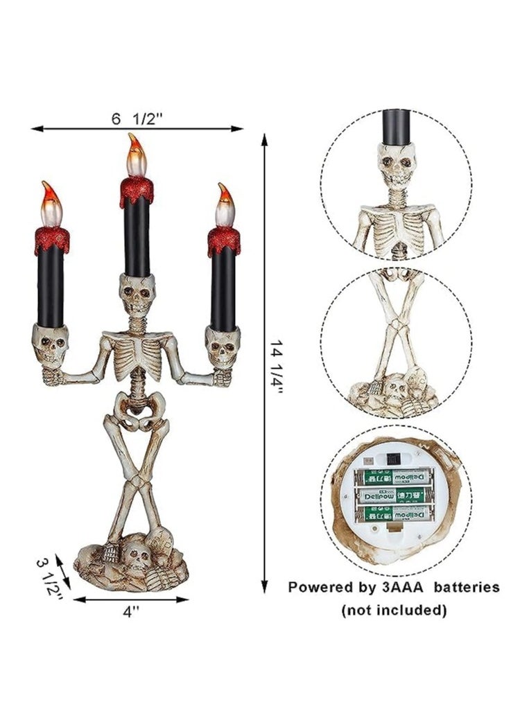 Generic - Candle Light Candle Candelabra Lamp with LED Flameless Battery for Party Home Gathering and Haunted House Decoration (Red) - Image 1