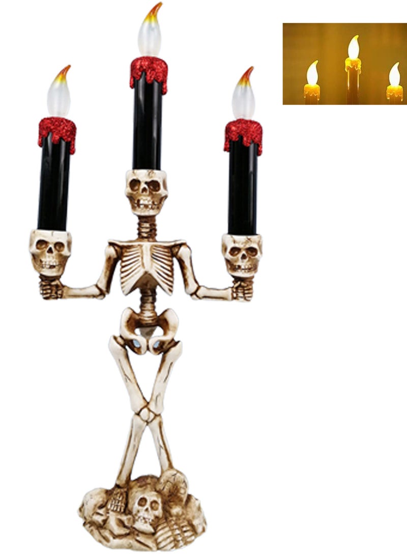 Generic - Candle Light Candle Candelabra Lamp with LED Flameless Battery for Party Home Gathering and Haunted House Decoration (Red) - Image 1