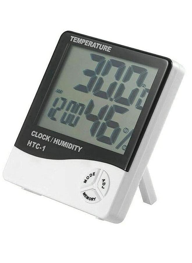 yongsheng Temperature And Humidity Meter White/Grey，Temperature Meter Humidity Gauge Monitor with LCD Alarm Clock, for Home Office Car Babyroom Bedroom, Garage Warehouse, Fahrenheit or Celsius  - Image 4