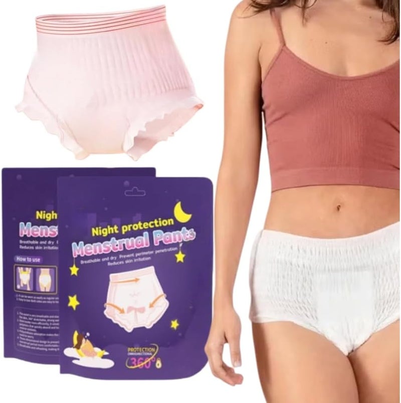 Rubvrenti Disposable Menstrual Pants Disposable Period Underwear For Women F/XL- Overnight Incontinence & Heavy Flow Pads, Leak-Proof, 360° Coverage For Ultimate Protection & Comfort (2PCS-F) - Image 1