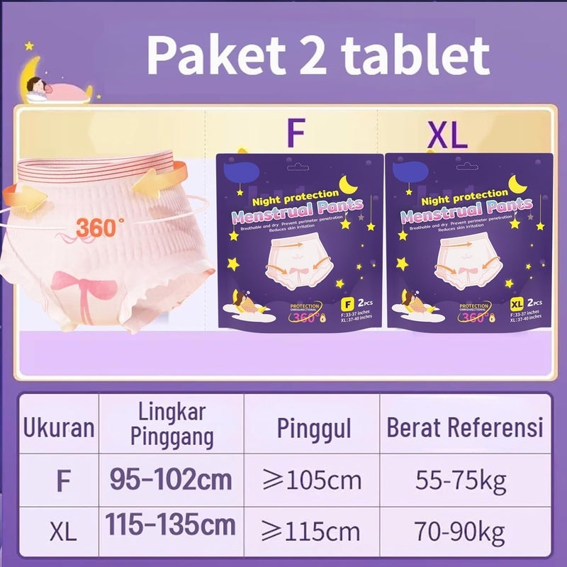 Rubvrenti Disposable Menstrual Pants Disposable Period Underwear For Women F/XL- Overnight Incontinence & Heavy Flow Pads, Leak-Proof, 360° Coverage For Ultimate Protection & Comfort (2PCS-F) - Image 2