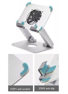 Inder Adjustable Aluminum Tablet Stand Silver with USB Cooling Fan Ergonomics Design Compatible for 13 Inch Laptop Tablets/iPad  - Image 3