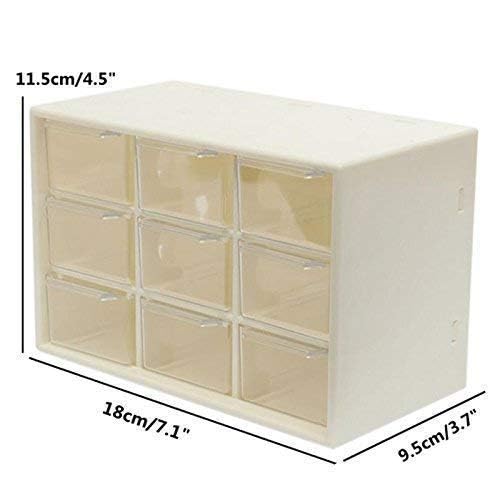 VIDORA 9 Grid Mini Plastic Acrylic Multipurpose Drawer Storage Box for Multi Layer Jewelry Sundries Organizer Desktop Office Supplies Cabinet Color White - Image 2