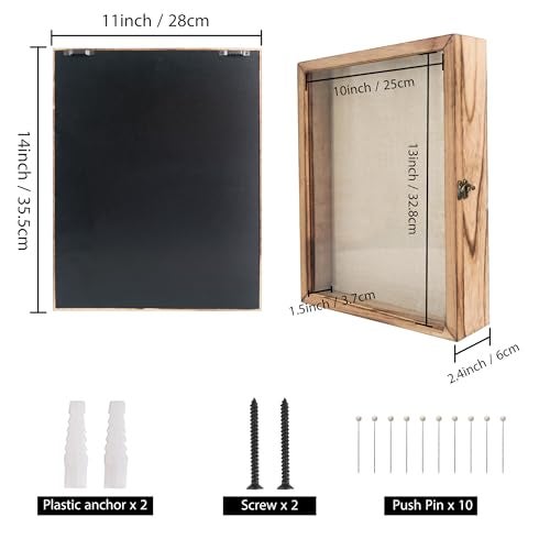 GraduatePro Shadow Box Frame 11x14 Display Case with Linen Back, Real Glass Window Door with Hinge, Picture Frame Wedding Bouquet Memorabilia Medals Photos Memory Box for Keepsakes, Carbonized Black - Image 5
