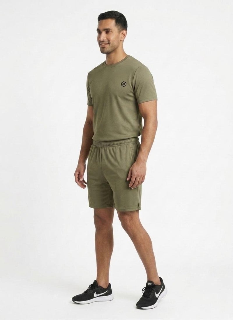 Prima Ace Men's Set Top & Short Lifestyle Premium Khaki Green - Image 2