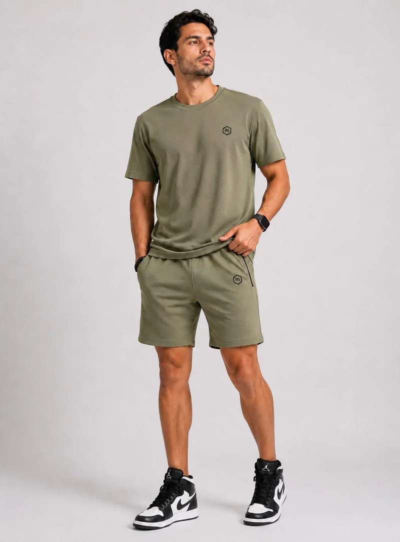 Prima Ace Men's Set Top & Short Lifestyle Premium Khaki Green