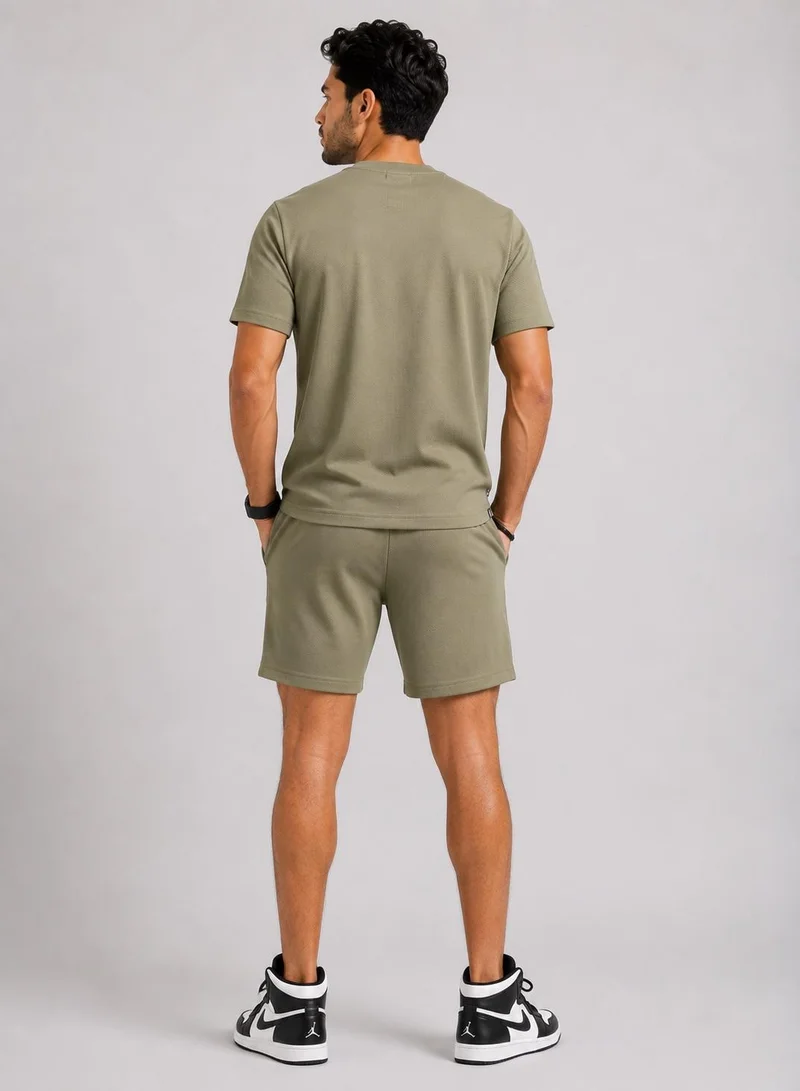 Prima Ace Men's Set Top & Short Lifestyle Premium Khaki Green