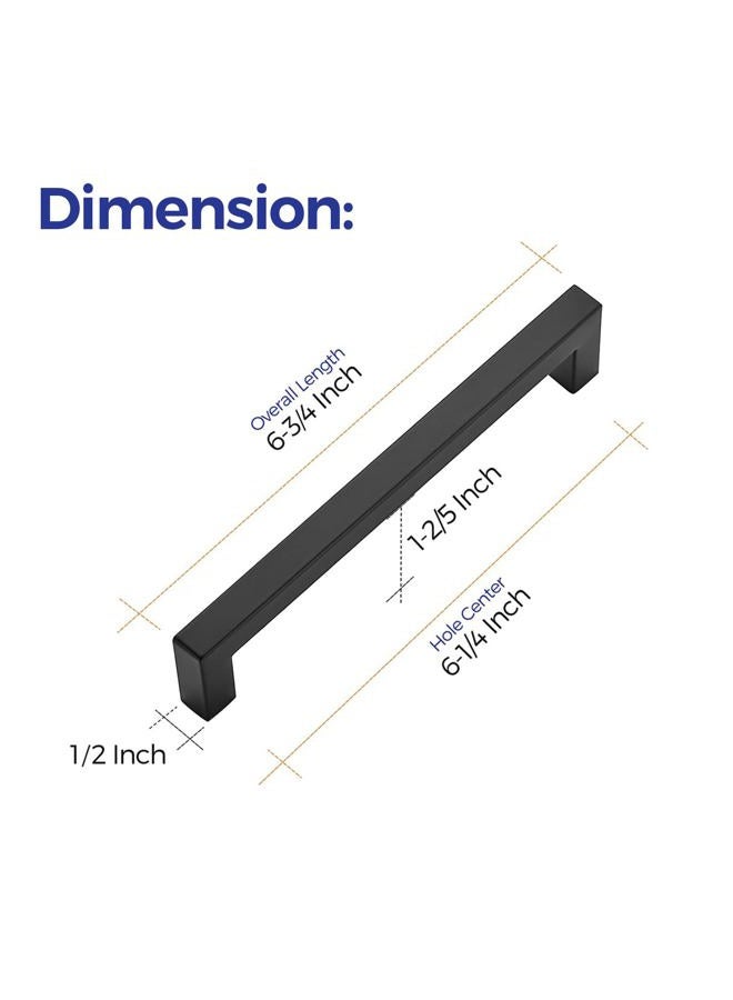 Ravinte 5 Pack 6-1/4 Inch Kitchen Square Cabinet Handles Matte Black Cabinet Pulls Stainless Steel Drawer Pulls Kitchen Cabinet Hardware Kitchen Handle - Image 3