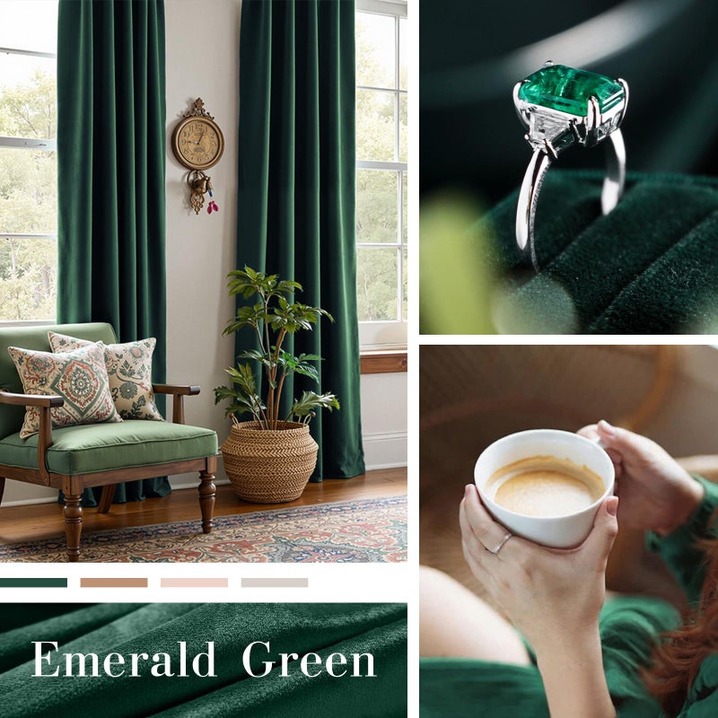 Lazzzy Velvet Blackout Curtains Thermal Insulated Room Window Drapes Super Soft Luxury Curtains for Living Room Bedroom Rod Pocket 2 Panels, Emerald Green, 52" W x 63" L - Image 3