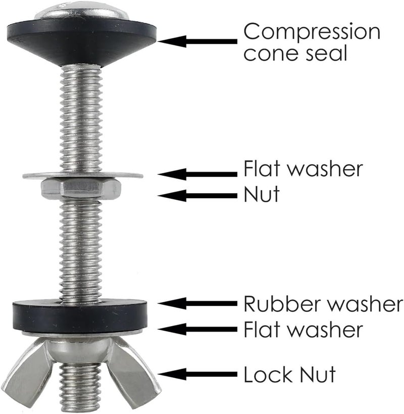 Toilet Bolts 6pcs Universal Toilet Tank to Bowl Bolt Kit,Heavy Duty Replacement,Waterproof Rustproof For Fastening Seat Tank - Image 3