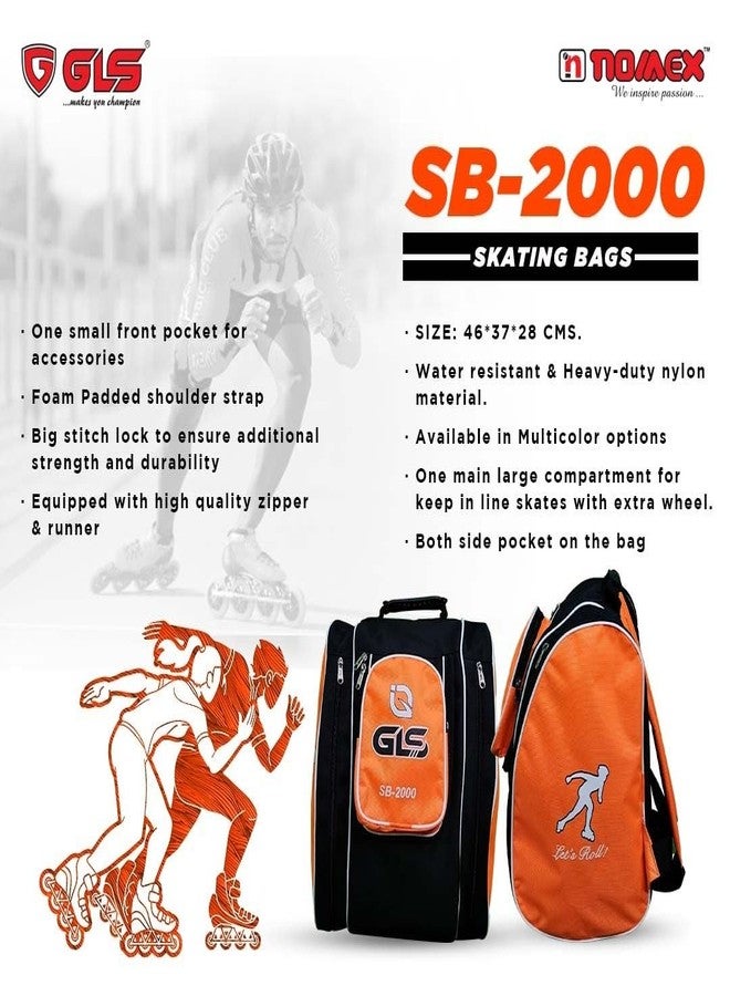 GLS SB-2000 Skates Bag for Kids,Adults Carry for Skates (Orange, Backpack) - Image 5