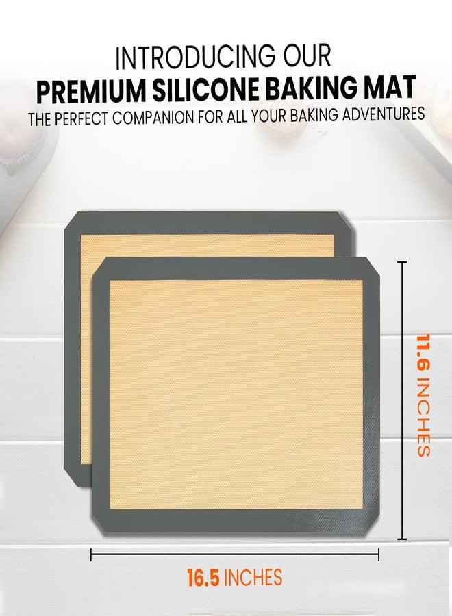 ThreadNanny Silicone Baking Mat - 2 Pack Reusable Silicone Baking Sheet Liner for Oven - Nonstick Silicone Mat for Baking Half Sheet 16.5"x11.6" - Bread, Macaron, Cookie Cooking mat - Image 2