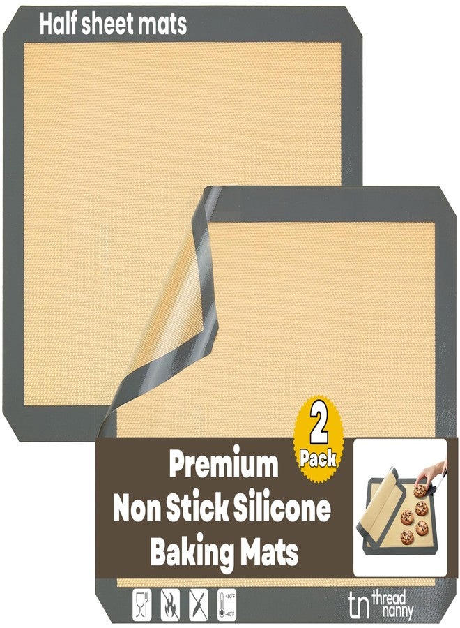ThreadNanny Silicone Baking Mat - 2 Pack Reusable Silicone Baking Sheet Liner for Oven - Nonstick Silicone Mat for Baking Half Sheet 16.5"x11.6" - Bread, Macaron, Cookie Cooking mat - Image 1