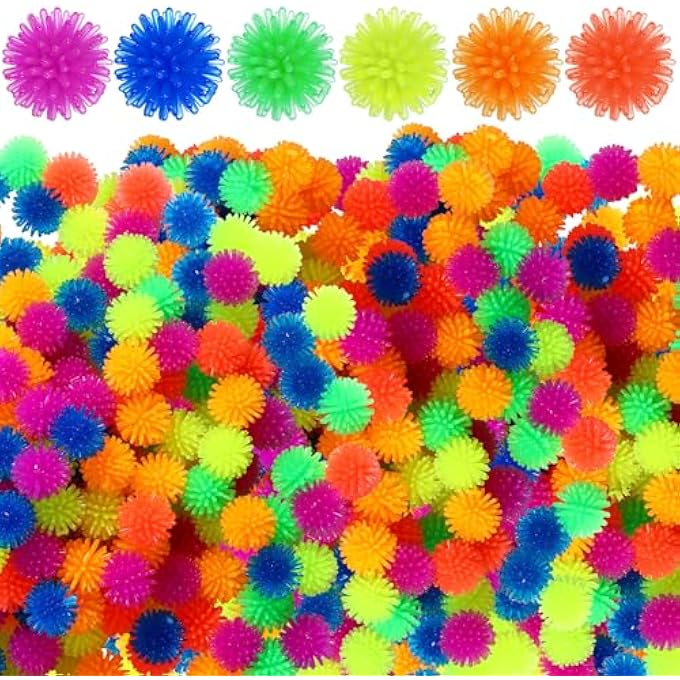 Poen 300 Pcs Porcupine Balls 1 Inch Fun Spiky Hedge Balls Soft Hand Fidget Sensory Balls Calming Mini Stress Balls Relief Small Porcupine Toy for Birthday Party Prize Office Home, Multicolor - Image 1