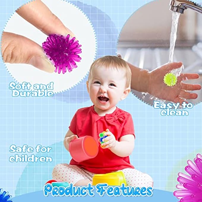 Poen 300 Pcs Porcupine Balls 1 Inch Fun Spiky Hedge Balls Soft Hand Fidget Sensory Balls Calming Mini Stress Balls Relief Small Porcupine Toy for Birthday Party Prize Office Home, Multicolor - Image 5