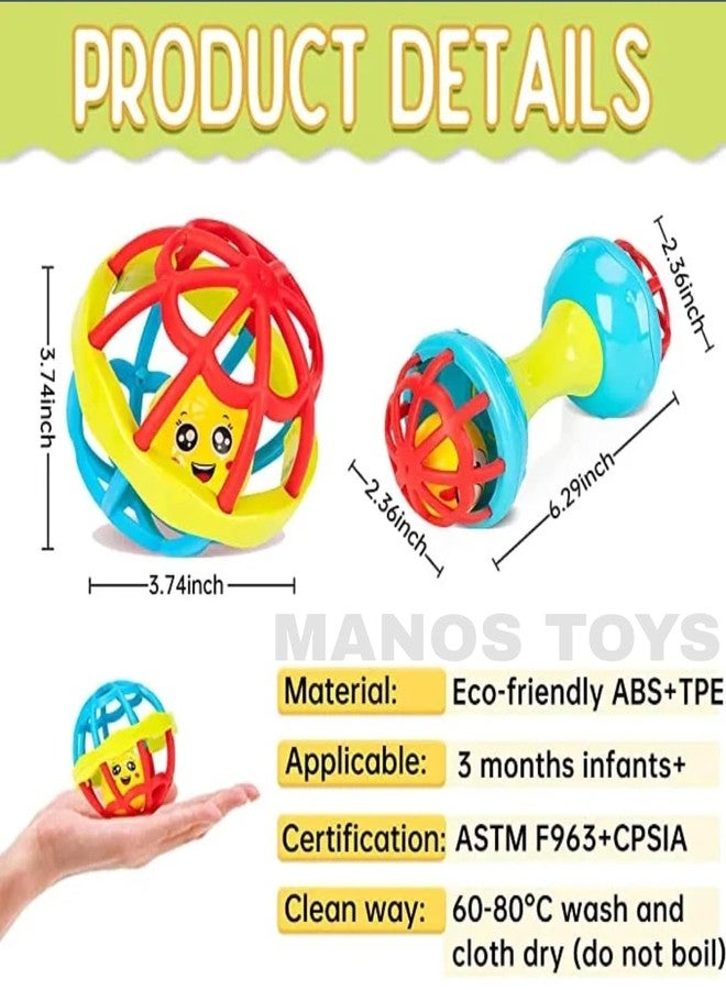 Manos Baby Rattles Soft Plastic Rubber Body Rolling Hand Bell Ball Baby Rattle Toy Rattle Bell Toy for Babies - Image 5
