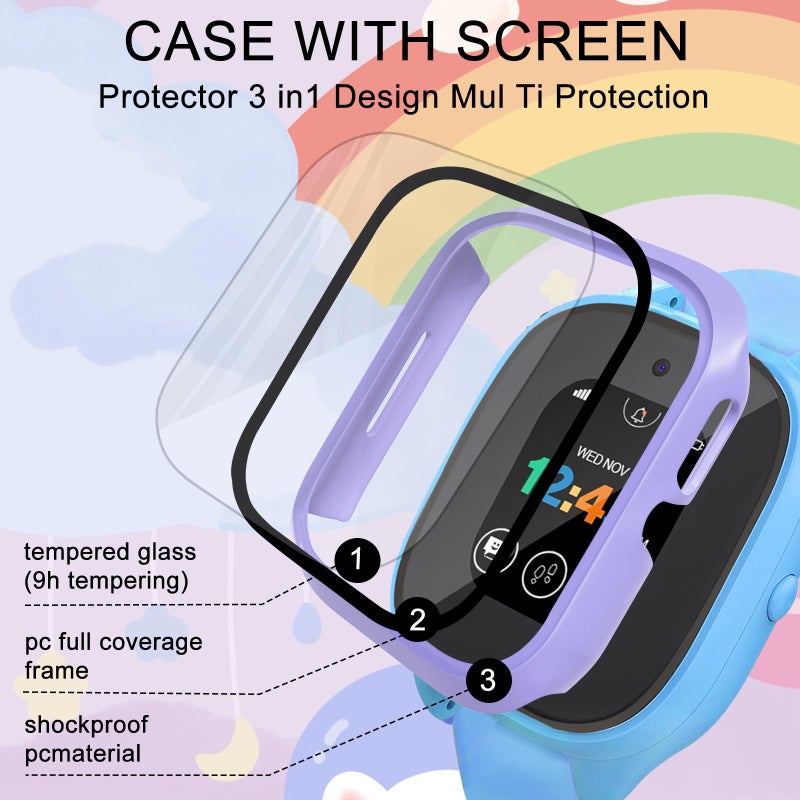 surundo Compatible with Gizmo Watch 3 Screen Protector Case, Hard PC with Tempered Glass High Definition Scratch Resistant Overall Bumper Cover Shell for Verizon Gizmo Watch 3 - Image 2