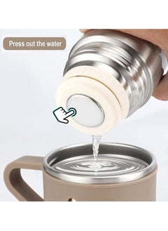 TIGER 500ml Stainless Steel Vacuum Thermos Flask with Silicone Handle – Insulated Water Set with 2 Stainless Steel Cups for Hot & Cold Drinks – Ideal for Outdoor Travel, Camping, Hiking | Gift Box Set (2 PACK) SILVER BEIGE  - Image 4
