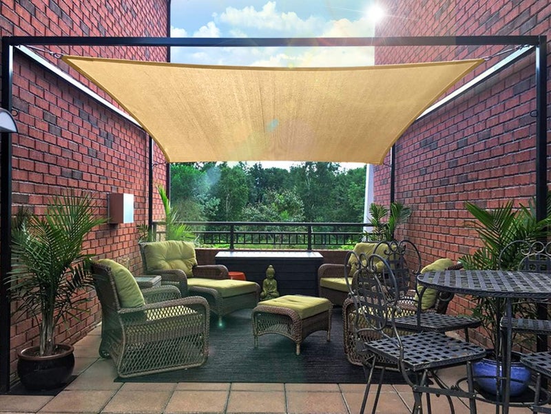 DIIG Patio Sun Shade Sail Canopy, 16' x 16' Rectangle Shade Cloth UV Block Sunshade Fabric - Outdoor Cover Awning Shelter for Pergola Backyard Garden Yard (Sand Color) - Image 1