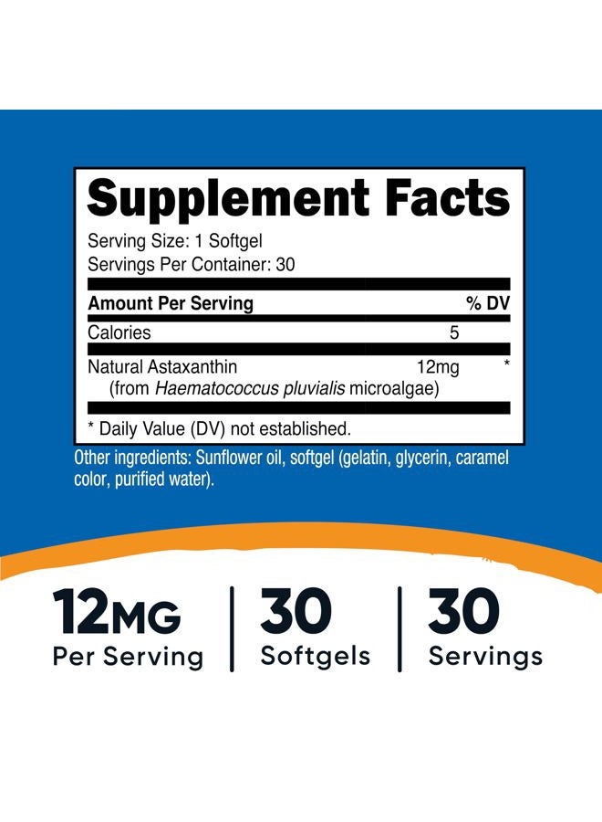 Nutricost Astaxanthin 12mg, 30 Softgels - Non-GMO and Gluten Free - Image 2