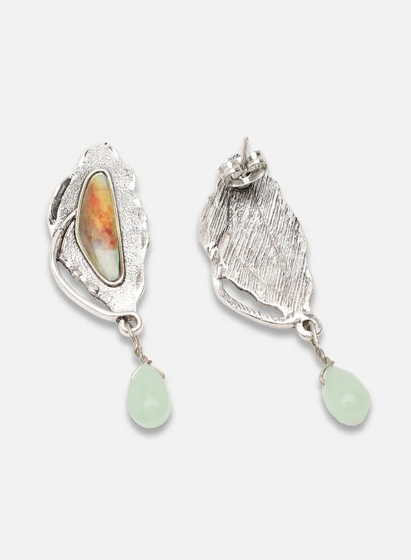 سوهي قرط متدلي من الحجر مصمم للحفلات مطلي بالذهب