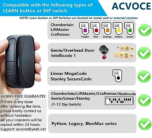 Acvoce Universal Garage Door Opener Remote, Replacement for Multicode Linear 3089 MCT-11 LDO50 Genie ACSCTG Type 371LM 373LM 375UT 971LM 973LM 893MAX KLIK1U Stanley 1050 - Image 3