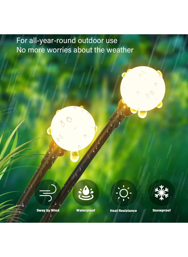 أضواء حديقة على شكل يرقة النار تعمل بالطاقة الشمسية، مجموعة من 4 قطع، مصابيح LED خارجية مقاومة للماء ومرنة للمسارات والحدائق، أضواء ديكورية متأرجحة تستجيب لحركة الرياح، باللون الأبيض الدافئ - Image 2
