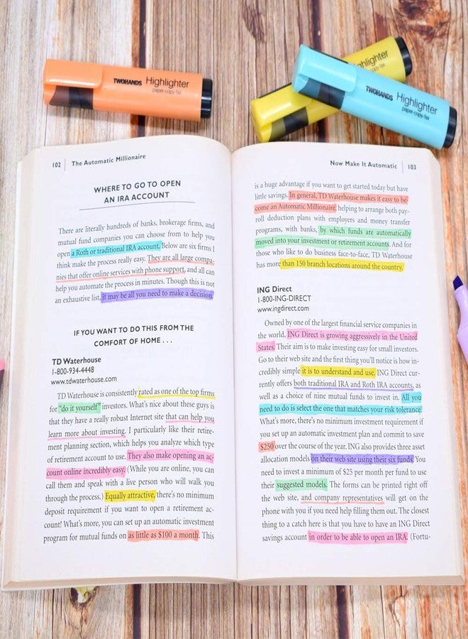 TWOHANDS Highlighter,Chisel Tip Marker Pen,6 Assorted Pastel Colors,H2007 - Image 5