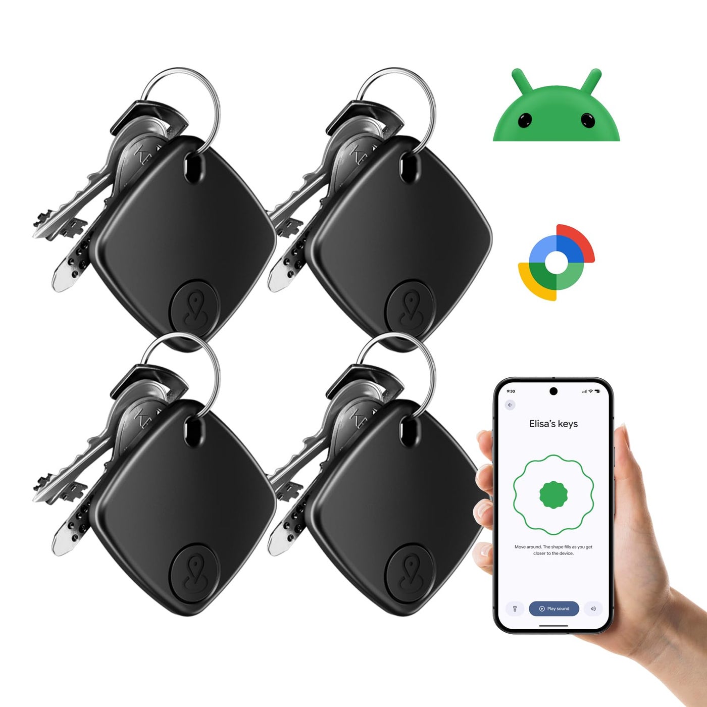 4 Pack Android Compatible Smart Tracker Tag- Tracker Tags for Android Phones, Supports Google Find My Device, 2026 New Model