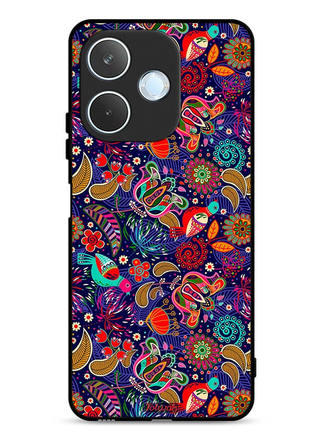 Tolwak غطاء حماية لهاتف أوبو A5 برو بنمط طيور ملونة وأوراق وزهور - Image 1