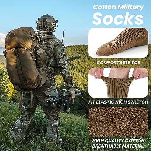 Hercicy 10 Pairs Military Socks for Men Us Army Cotton Crew Boot Socks Veterans Day Gifts for Trekking Hiking Hunting(Brown) - Image 4
