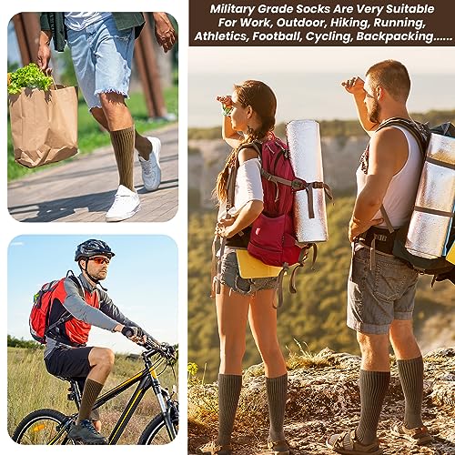 Hercicy 10 Pairs Military Socks for Men Us Army Cotton Crew Boot Socks Veterans Day Gifts for Trekking Hiking Hunting(Brown) - Image 5