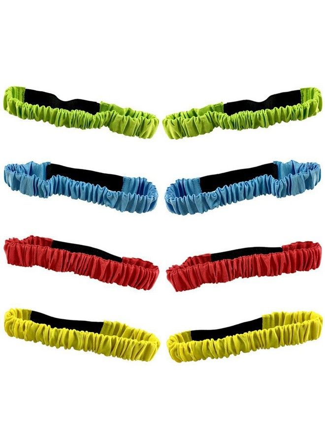 ZXSWEET 8Pcs 3Legged Race Bands Elastic Tie Rope With 4 Assorted Colors Perfect For Relay Race Game Carnival Field Day Backyard - Image 1