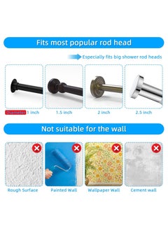 Generic 4Pack Shower Rod Holder, Upgrade Adhesive Curtain Rod Holder, Tension No Drill Curtain Rod Bracket, Heat Resistant, Waterproof, Shower Curtain Rod not Included  - Image 3