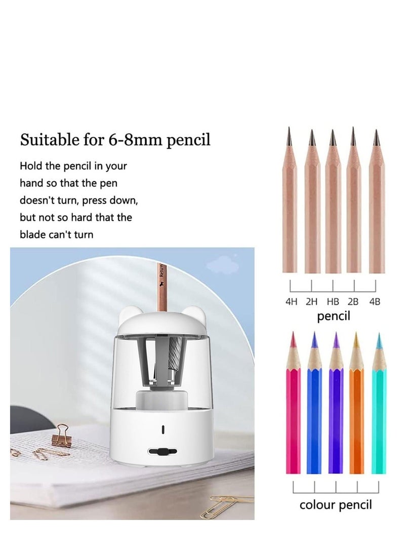 Generic - Electric Pencil Sharpener, Auto-Stop Feature and 3 Adjustable Sharpening Modes, USB Charge Heavy Duty Helical Blade Pencil Sharpener for 6-8mm Diameter Pencils for School Classroom Office Home - Image 1