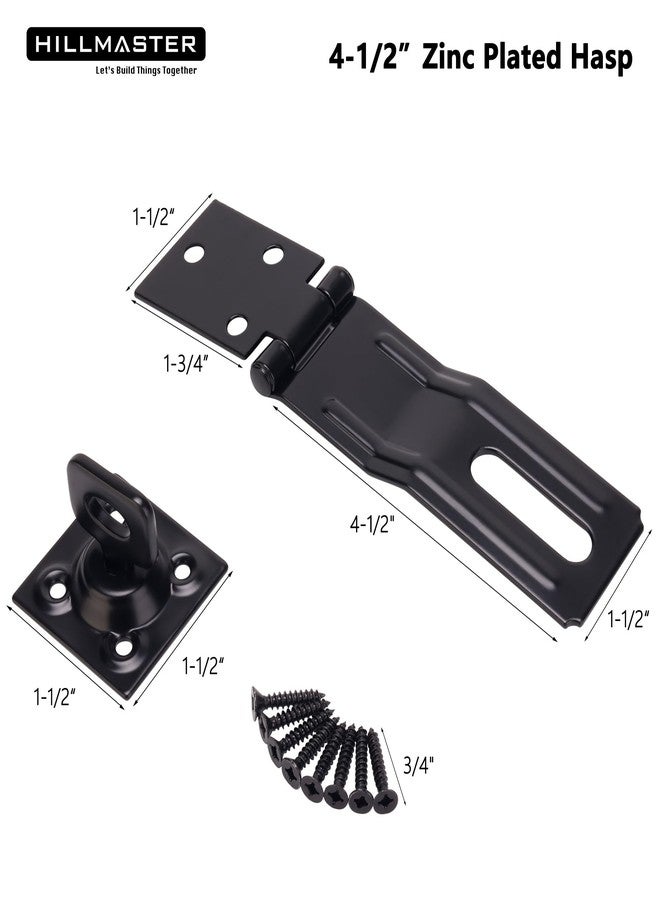 HILLMASTER Swivel Staple Safety Hasps, 4-1/2" Gate Door Hasp Latch with Twist Knob Safety Padlock Clasp Lock for Fence, Gate, Cabinet, Barn Door, Shed, Black - Image 2
