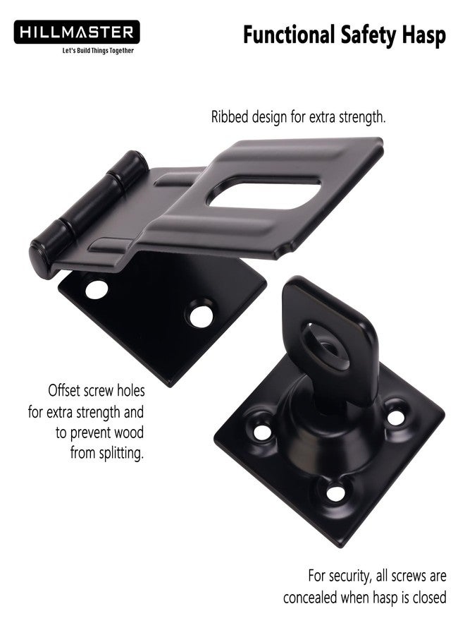 HILLMASTER Swivel Staple Safety Hasps, 4-1/2" Gate Door Hasp Latch with Twist Knob Safety Padlock Clasp Lock for Fence, Gate, Cabinet, Barn Door, Shed, Black - Image 3