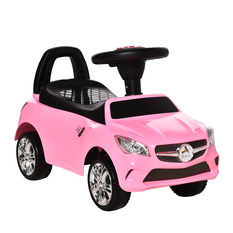 Aosom Kids Ride On Push Car FoottoFloor Walking Sliding Toy Car for Toddler with Working Horn Music Headlights and Storage Pink - Image 3