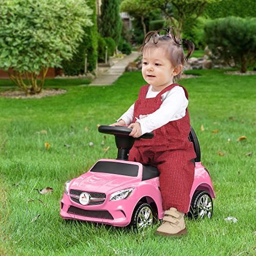Aosom Kids Ride On Push Car FoottoFloor Walking Sliding Toy Car for Toddler with Working Horn Music Headlights and Storage Pink - Image 5