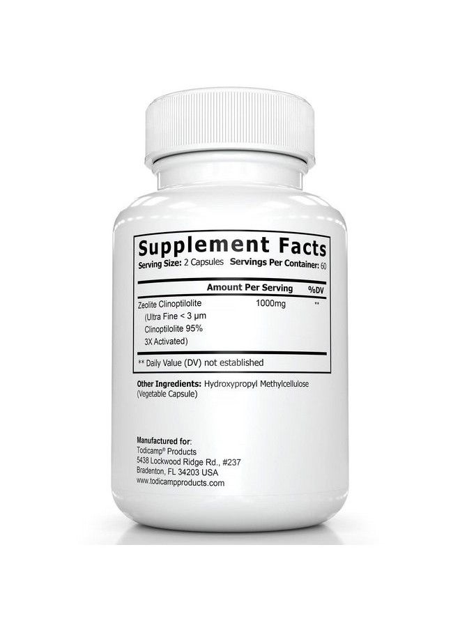 TODICAMP - Zeolite Detox Zeolite Capsules Sorbolit Ultra Fine 12 µm Zeolite Clinoptilolite Powder 95% 3X Activated 120 Capsules Zeolite Powder Supplement 2 Months Supply - Image 1