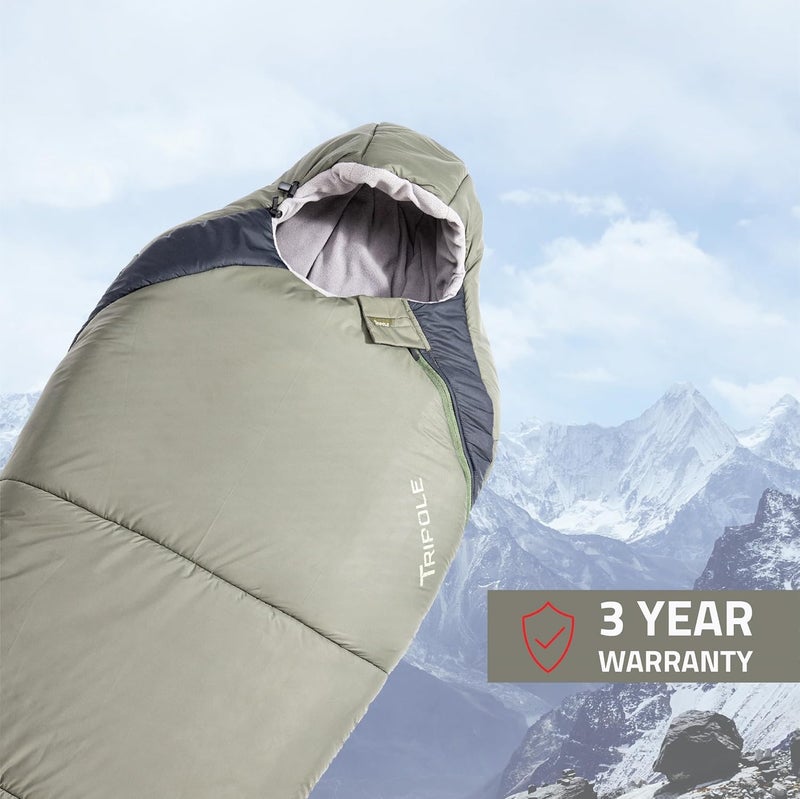 TriPole Zanskar Army Sleeping Bag with Fleece Lining for Cold Weather Trekking and Travelling | 6'2" Height Mummy Shape | Water Repellent | 3 Year Warranty (-15 °C Green) - Image 3