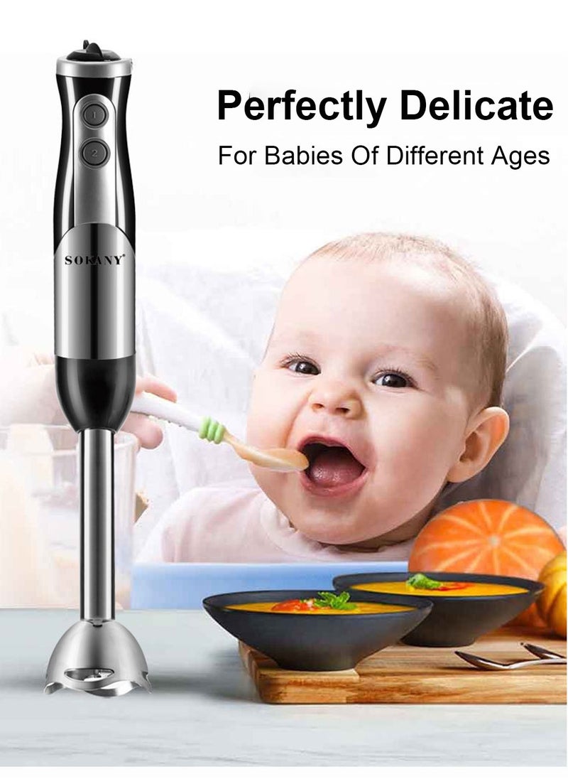 sokany 8-In-1 Multifunctional Food Processor Hand Blender, Chopper, Mixer, 700 Watt, Splash Control SK-5011-8 Black  - Image 3