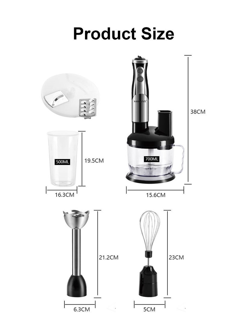 sokany - 8-In-1 Multifunctional Food Processor Hand Blender, Chopper, Mixer, 700 Watt, Splash Control SK-5011-8 Black - Image 1