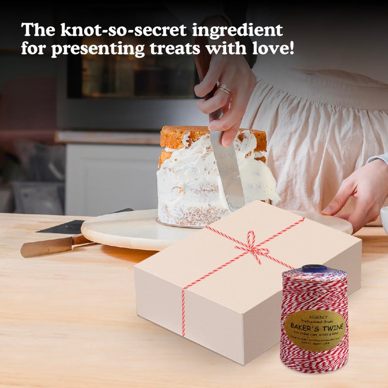 Regency Wraps Baker's Twine Cone, 2046 ft. Colorful String, Cord for Tying Pastry Boxes, Wrapping Baked Goods, Gifts and DIY Crafts, Pack of 1, Red/White - Image 4
