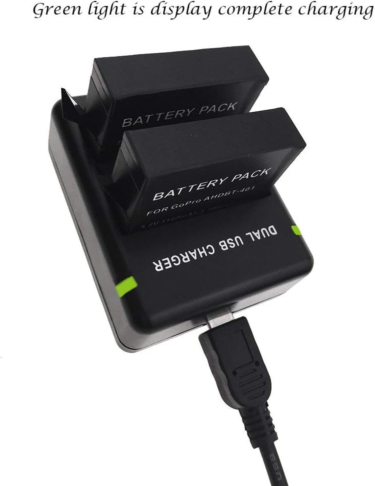 Suptig Battery (2 Pack) and Daul Charger for Gopro Hero 4 Black Gopro HEROR4 Silver and AHDBT-401 - Image 2