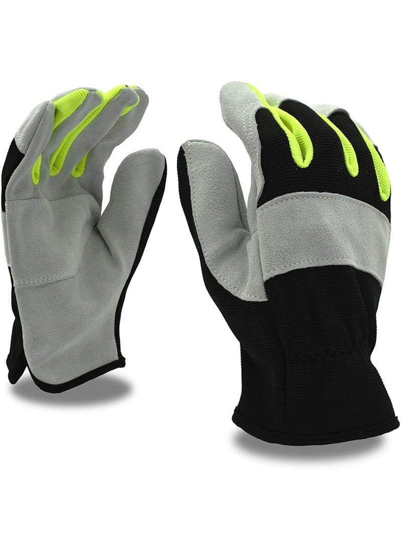 Cordova Cordova Safety Products High Vis Leather Palm Construction Gloves 2XLarge Black 77815  - Image 1