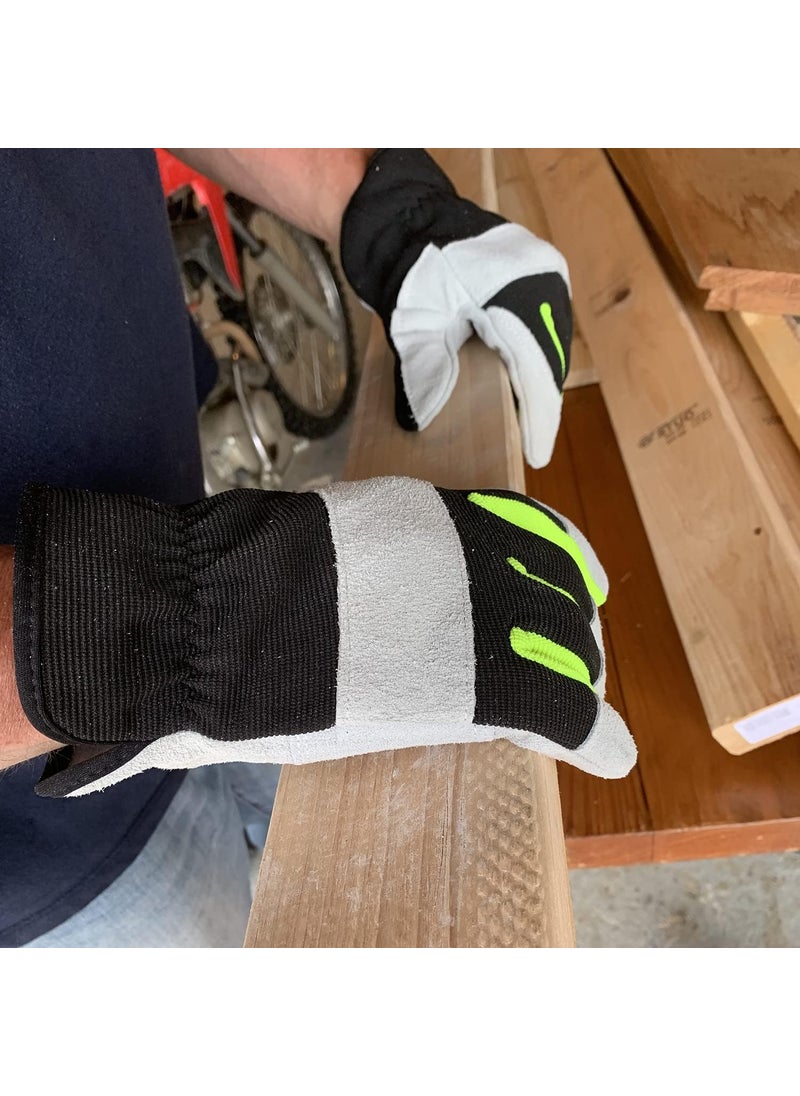 Cordova Cordova Safety Products High Vis Leather Palm Construction Gloves 2XLarge Black 77815  - Image 3