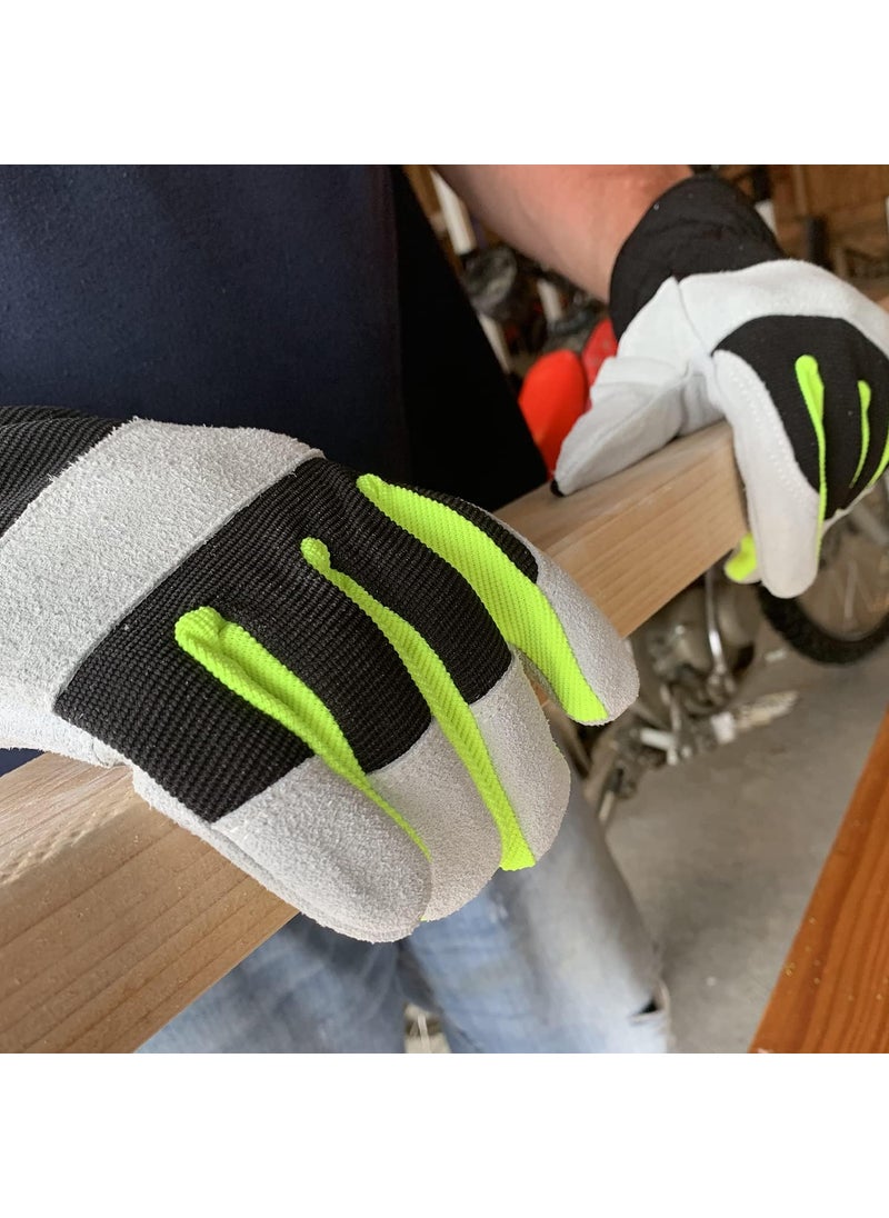 Cordova Cordova Safety Products High Vis Leather Palm Construction Gloves 2XLarge Black 77815  - Image 2