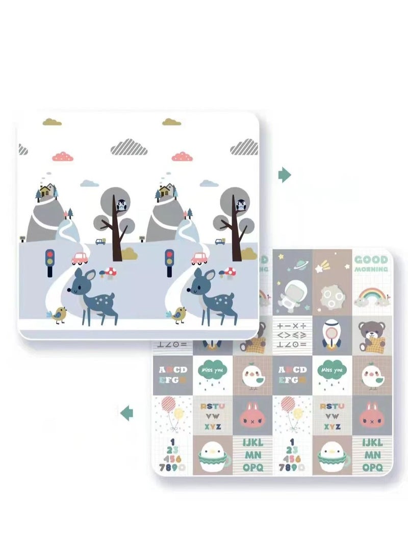 DARIYAH 200 X 180 X 1 cm Baby Crawling Play Floormat Foam Non-Toxic Foldable Reversible Playing Mat-Deer Park & Different Designs - Image 1
