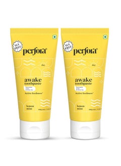 Perfora Perfora Awake Toothpaste | Active Freshness Cavity Prevention | Vitamin Enriched SLS & Fluoride Free Toothpastes | N-Ha For Teeth Remineralisation | Healthy Gums & Oral Care | Lemon Mint | Pack of 2  - Image 1
